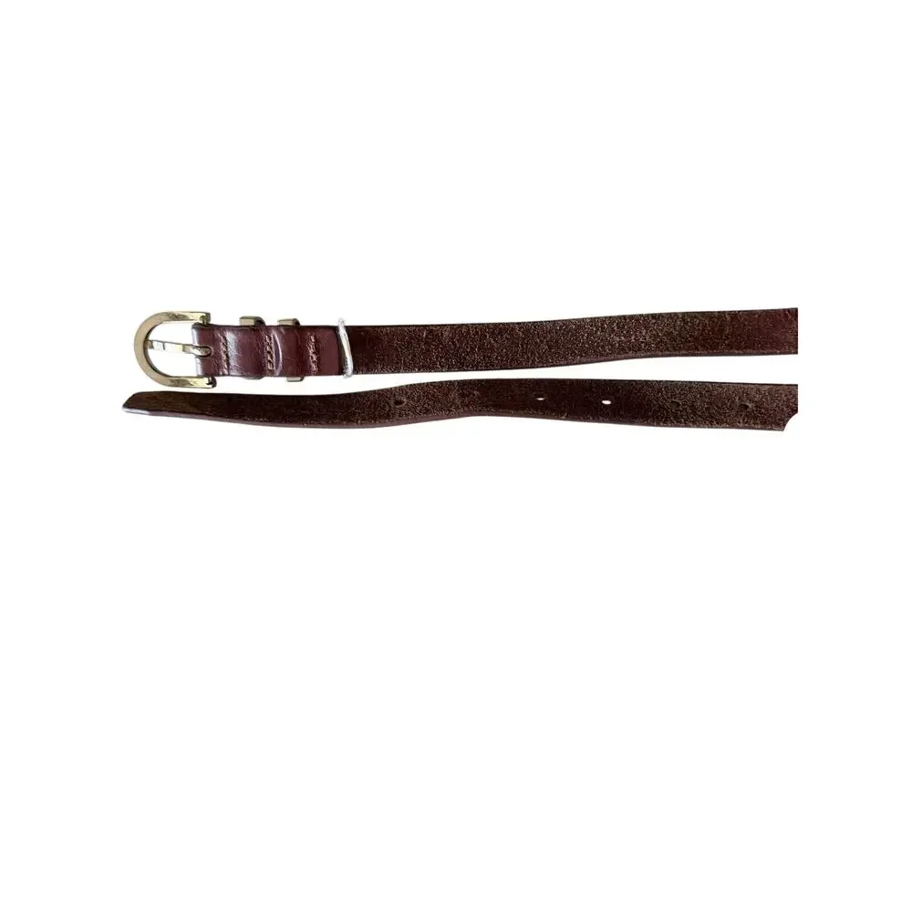 Brown genuine leather skinny belt 36 - 42 inches classic